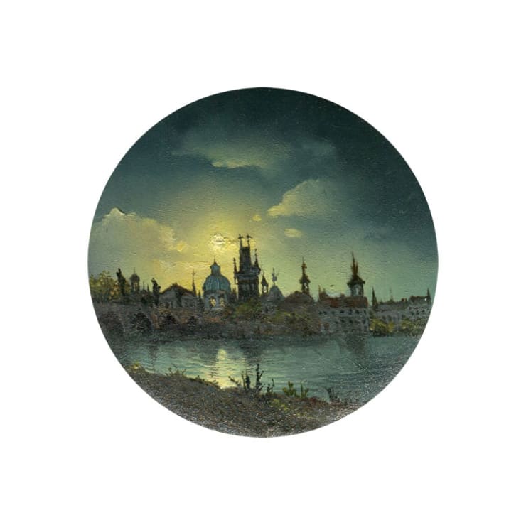 Cycling Guide to Lilliput 86, 2017 Oil on Copper 4.6 cm diameter 1.8 in diameter