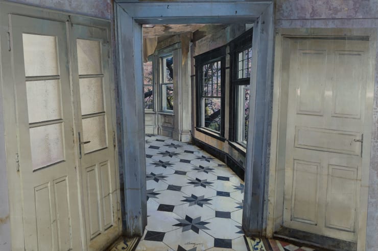 Tre porte , 2018 Oil and mixed media on board 60 x 90 cm 23.6 x 35.4 in