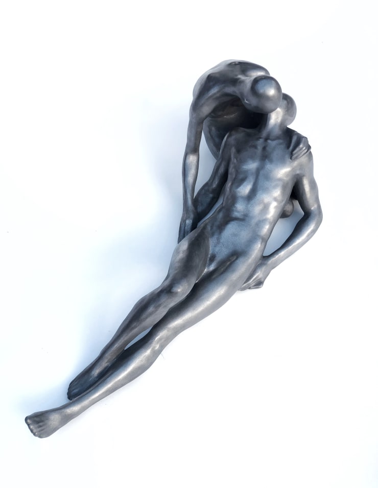 Emil Alzamora Pieta IV, 2019 Ceramic, graphite and aluminium paint 28 x 11 x 11 in