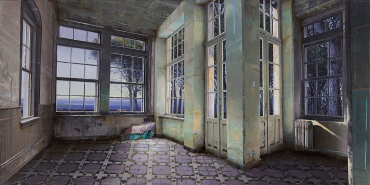 Sera, 2018 Oil and mixed media on board 30 x 60 cm 11.8 x 23.6 in