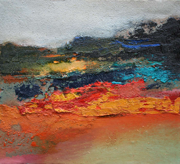 Down By The River, 2024 Oil and sand on canvas on plywood panel 25.4 x 27.9 cm 10 x 11 in