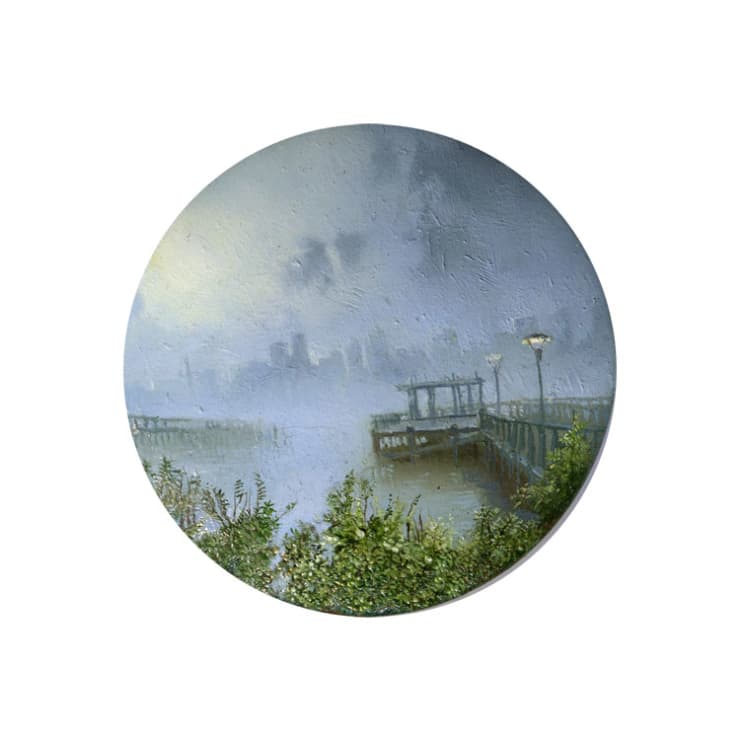 Cycling Guide to Lilliput 53, 2017 Oil on Copper 5.6 cm diameter 2.2 in diameter