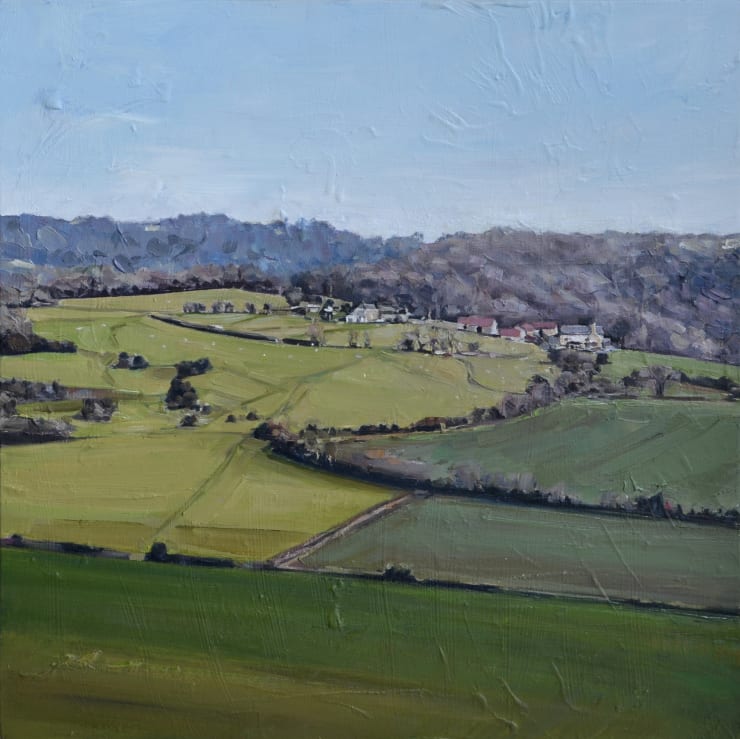 View from Giants Cave, Wye Valley, 2022 Oil on board 28 x 28 cm 11 x 11 in