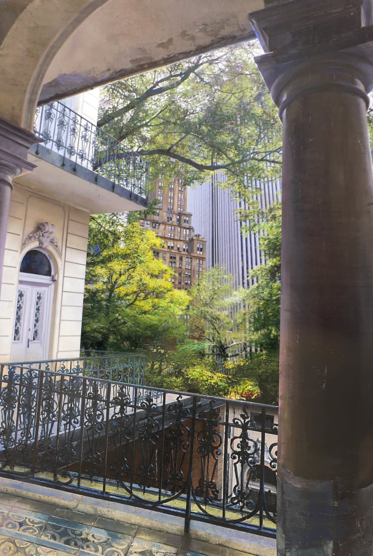 Casa sul Central Park, 2020 Oil and mixed media on board 150 x 100 cm 59.1 x 39.4 in