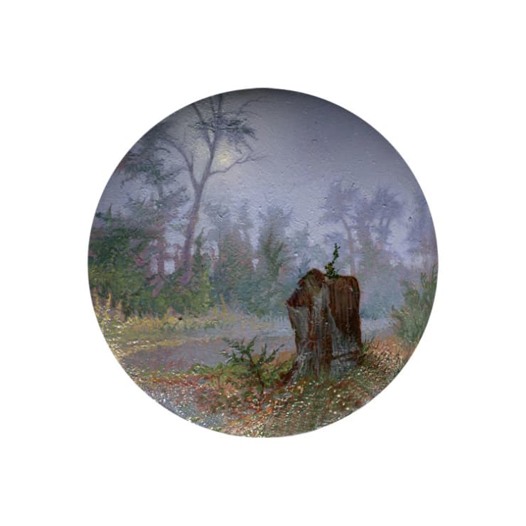 Cycling Guide to Lilliput 69, 2017 Oil on Copper 5.1 cm diameter 2 in diameter