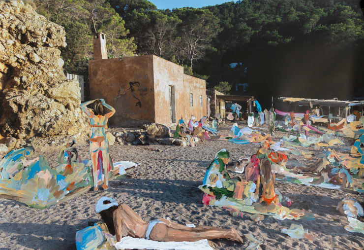 Ibiza Beach, 2024 Acrylic paint on original photography 66 x 91.4 cm 26 x 36 in