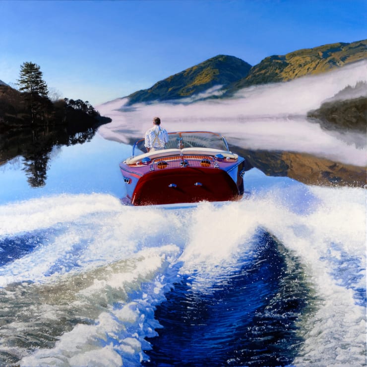 Mist and Wake, Loch Eck, 2022 Oil on canvas 121.9 x 121.9 cm 48 x 48 in
