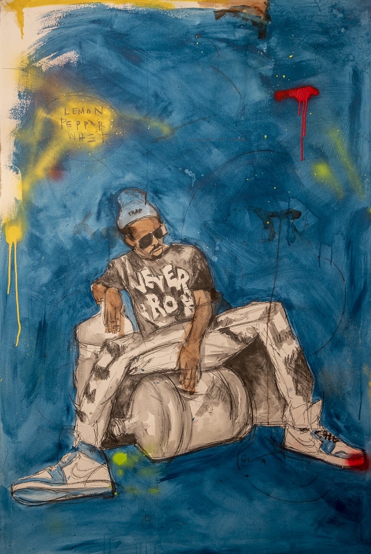 Lemon Pepper Whet, 2021 Graphite and acrylic on Arches 300# cold press 152.4 x 101.6 cm 60 x 40 in