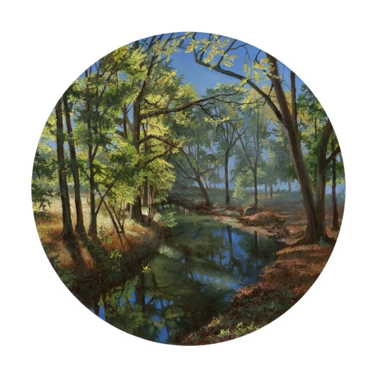 Cycling Guide to Lilliput 77, 2017 Oil on Copper 12.7 cm diameter 5 in diameter