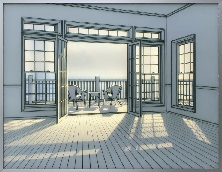 Hwang Seontae The Space with Sunshine, 2021 Tempered Glass, Sandblast & LED Backlit 79 x 101 x 4 cm 31 x 40 x 1.5 in