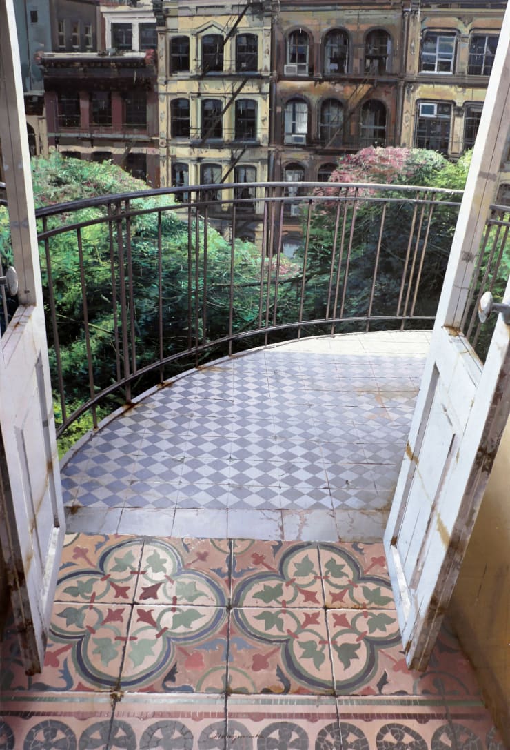 Matteo Massagrande Terrazza a New York, 2019 Oil and mixed media on board 90 x 60 cm 35.4 x 23.6 in