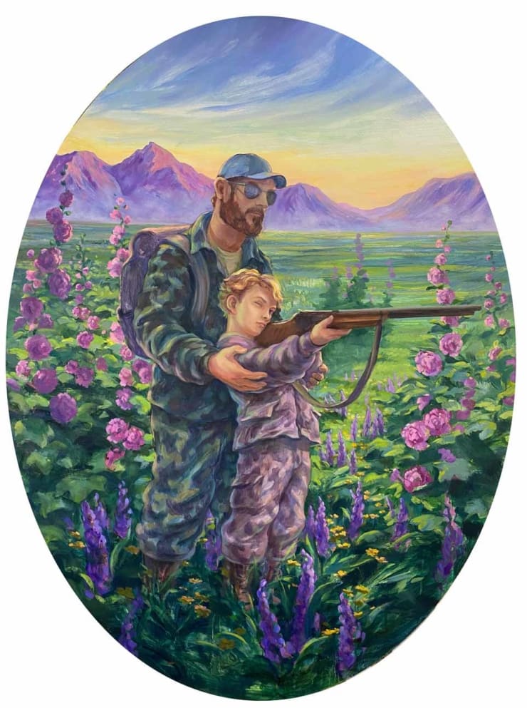 Big Game, 2024 Oil on birchwood panel 100 x 75 cm 39.4 x 29.5 in