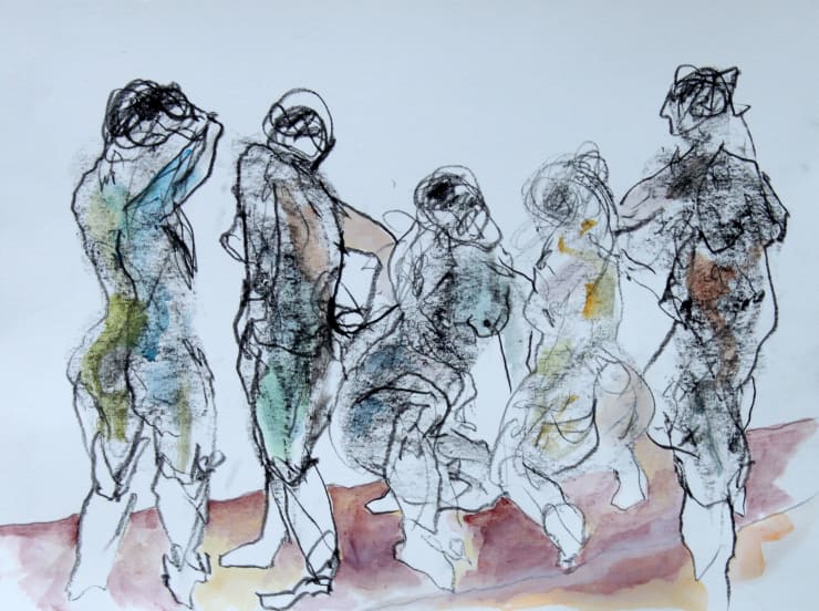 Group Show, 2024 Graphite, Charcoal, Gouache & Watercolour on Paper 22.9 x 27.9 cm 9 x 11 in