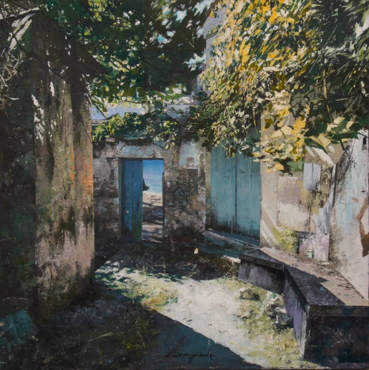 Luci della Grecia XIV, 2022 Oil and mixed media on board 30 x 30 cm 11.8 x 11.8 in