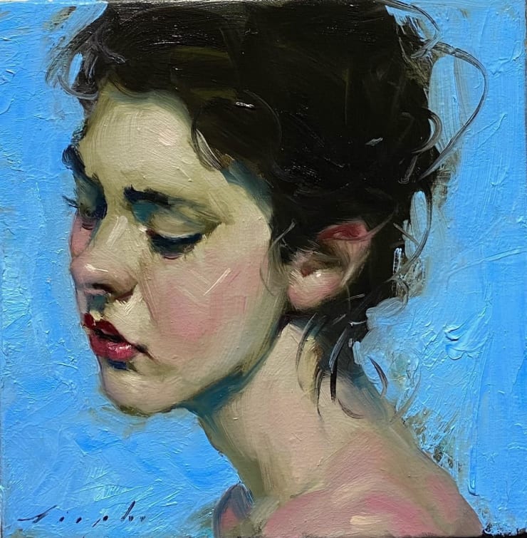 Looking Down, 2022 Oil on canvas 20.3 x 20.3 cm 8 x 8 in