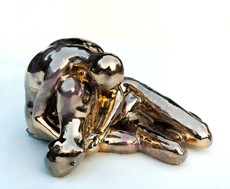 Emil Alzamora Pieta V, 2019 Ceramic with gold overglaze 11 x 10 x 6.5 in