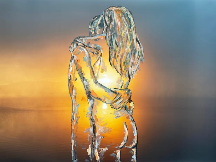 Hold, 2024 Acrylic paint on original photography 101.6 x 152.4 cm 40 x 60 in