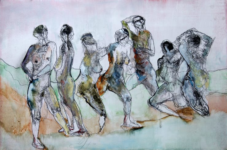 Progression, 2025 Graphite, Charcoal, Ink, Gouache & Watercolour on Paper 38 x 57 cm 15 x 22.4 in