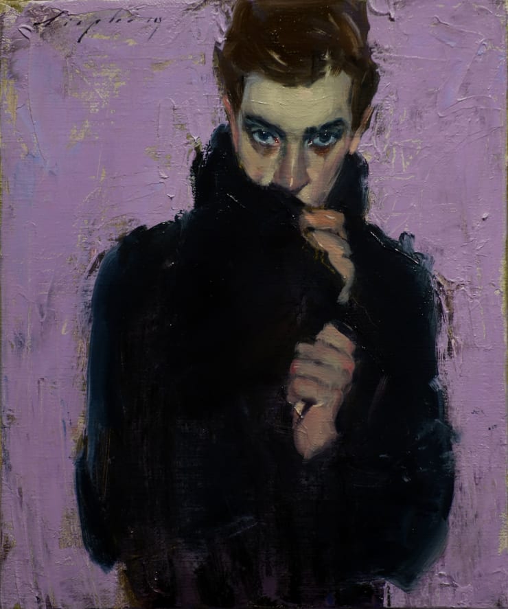 Malcolm Liepke Navy Coat, 2019 Oil on canvas 30.5 x 25.4 cm 12 x 10 in