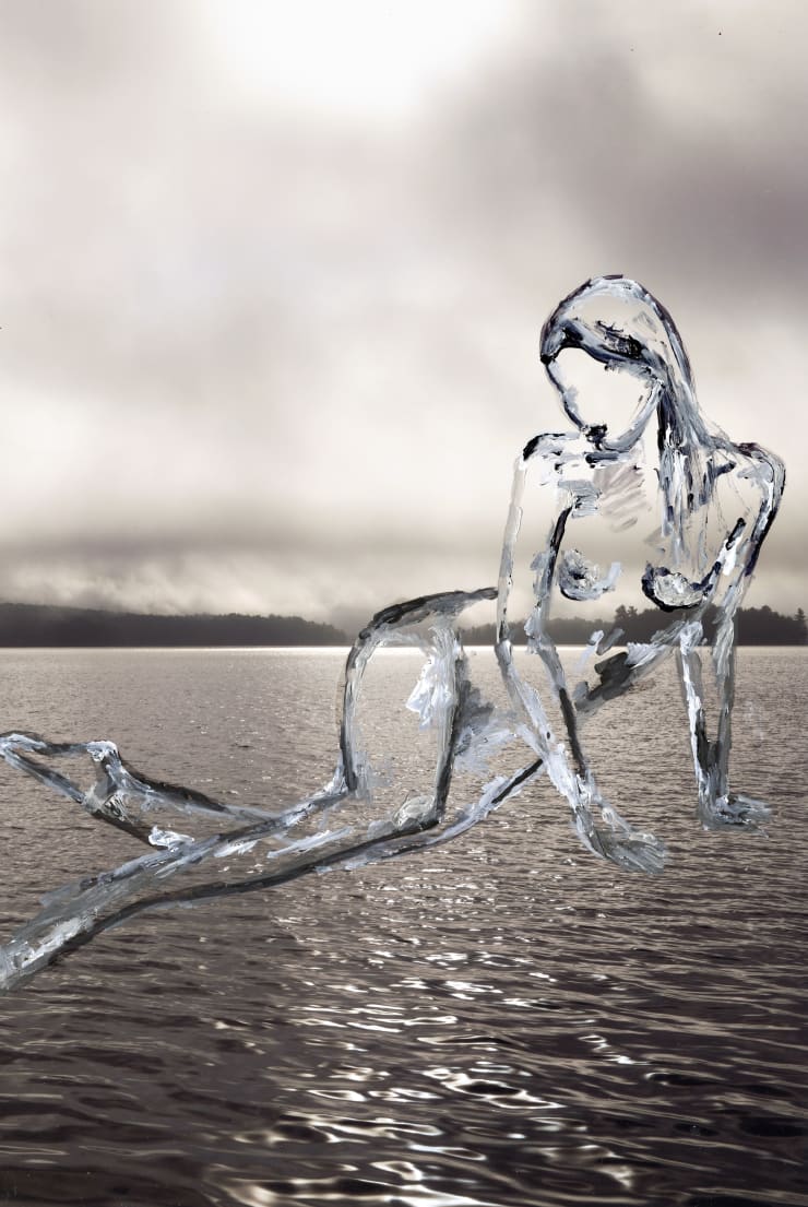 Lake Figure, 2023 Acrylic paint on original photography 61 x 40.6 cm 24 x 16 in