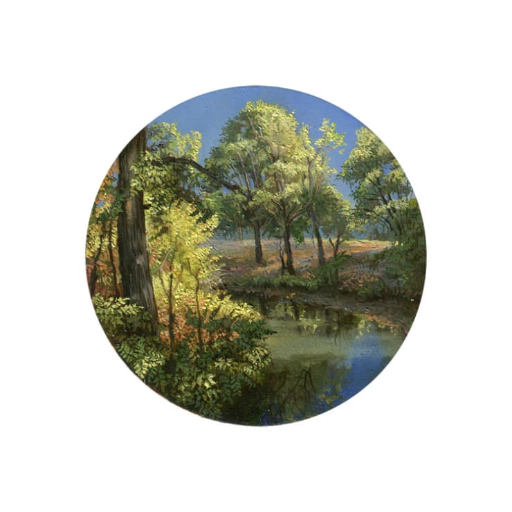 Cycling Guide to Lilliput 95, 2017 Oil on Copper 6.4 cm diameter 2.5 in diameter