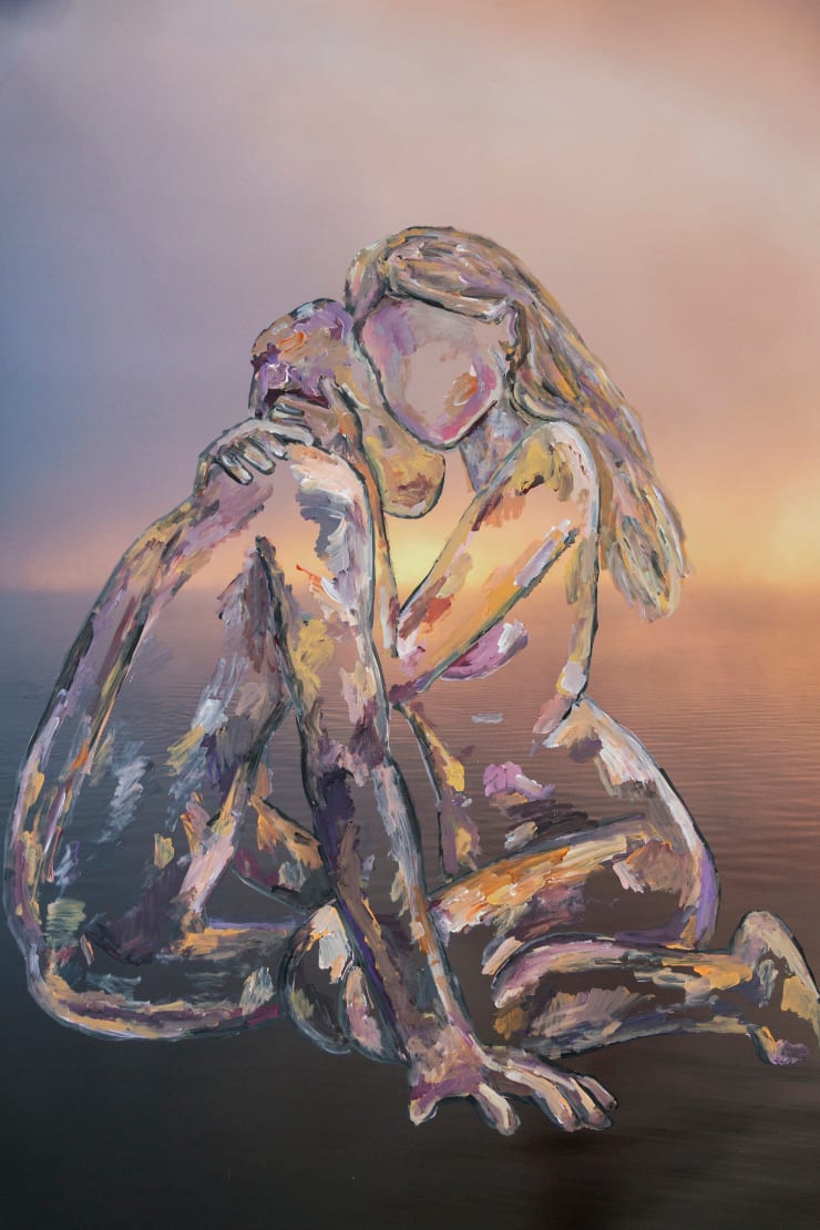 Embrace, 2024 Acrylic paint on original photography 152.4 x 101.6 cm 60 x 40 in
