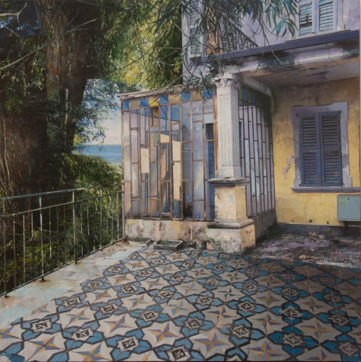 Matteo Massagrande Duino, 2022 Oil and mixed media on board 50 x 50 cm 19 3/4 x 19 3/4 in