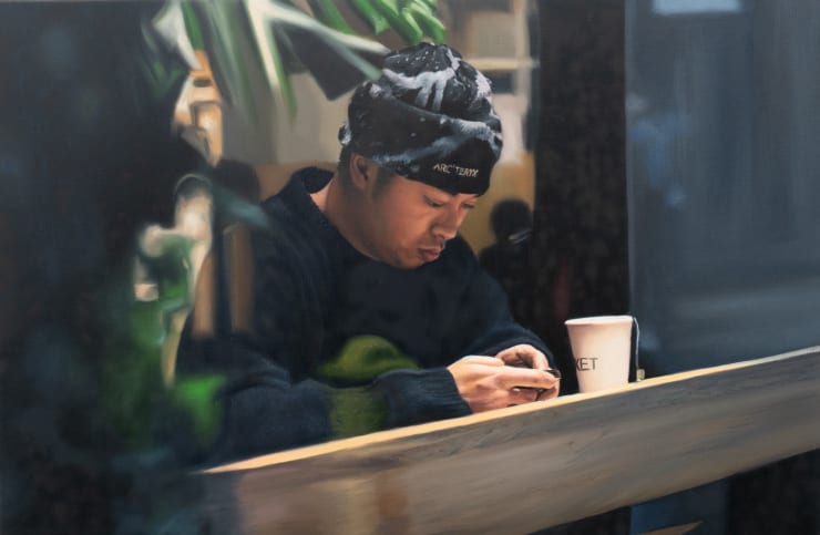 Coffee Break; London Stories, 2023 Oil on canvas 30.5 x 45.7 cm 12 x 18 in