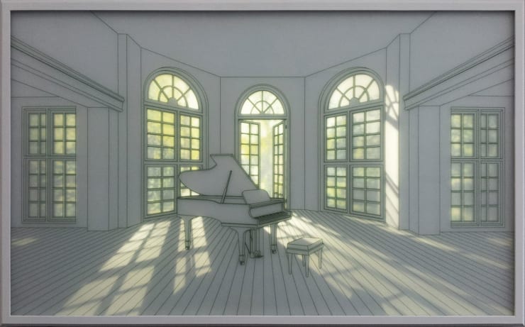 Living room with garden view I, 2012 LED, tempered-glass, decalcomania 73 x 116 x 5.5 cm 28 .7 x 45.7 x 2.2 in