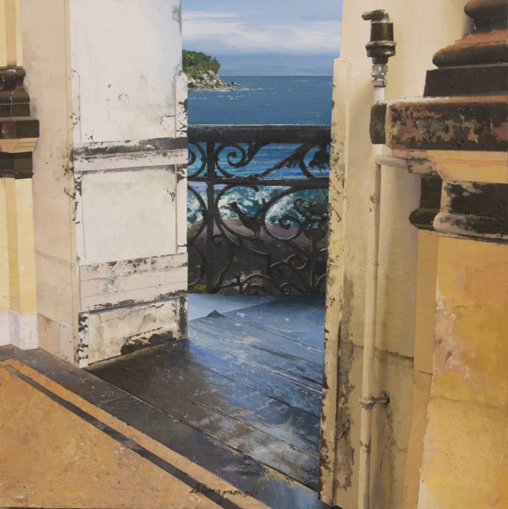 Luci della Grecia XI, 2022 Oil and mixed media on board 40 x 40 cm 15.8 x 15.8 in