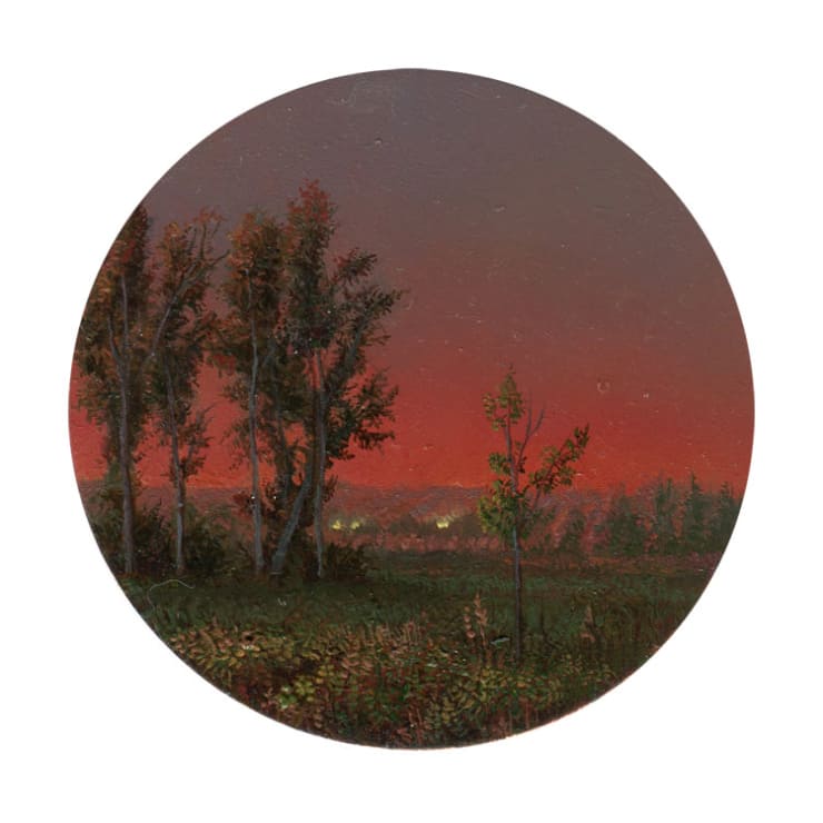 Cycling Guide to Lilliput 96, 2017 Oil on Copper 6.4 cm diameter 2.5 in diameter