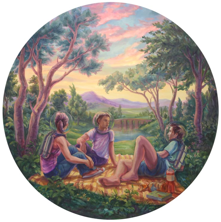 Shall I Compare Thee to a Summer's Day, 2024 Oil on board 90 cm diameter 35.4 in diameter