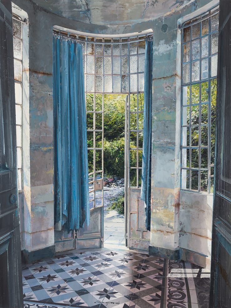 Matteo Massagrande La tenda, 2021 Oil and mixed media on board 80 x 60 cm 31.5 x 23.6 in