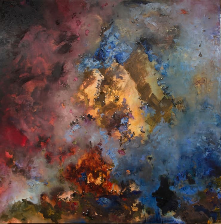 Chris Rivers Distorted Skies, 2022 Oil on panel on aluminium subframe 150 x 150 cm 59 x 59 in