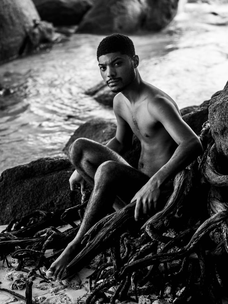 Ruben van Schalm, The young male nude seated besides the sea #2