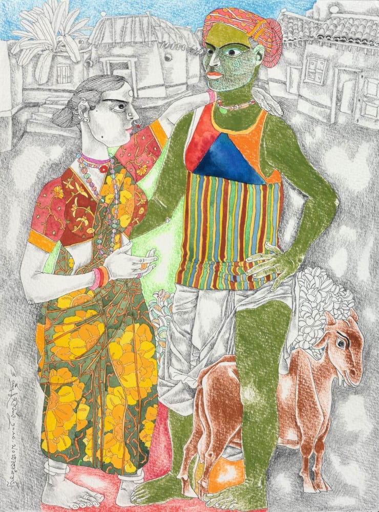 K. Laxma Goud Untitled, 2010 Water Colour & Pencil 12" x 9"