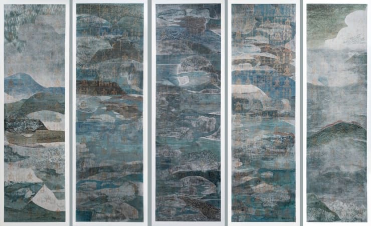 Satish Gupta Air, 2016 Mixed media on Canvas 68 x 21 in. (Each work) 172.7 x 53.3 cm