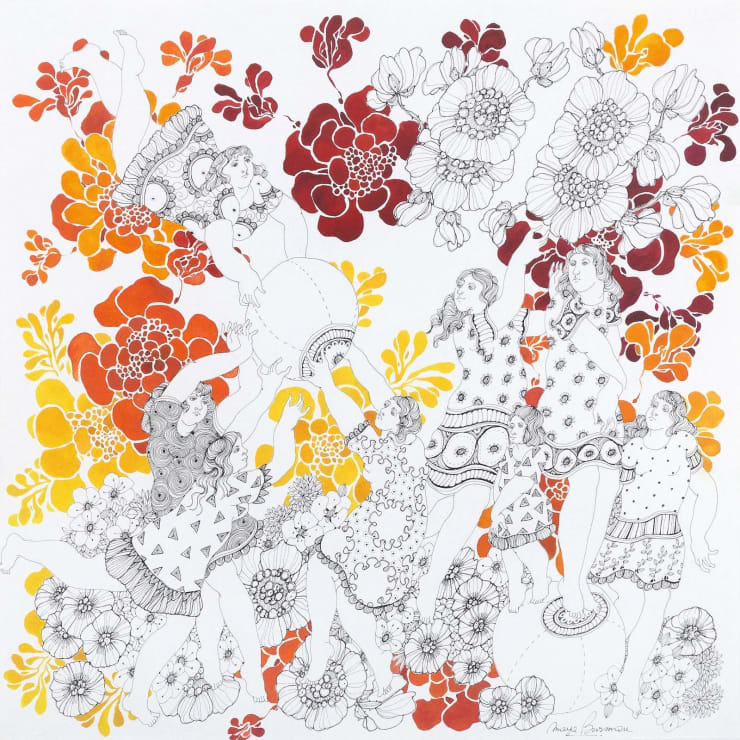 Maya Burman Playground, 2015 Mixed Media on Paper 16" x 16"