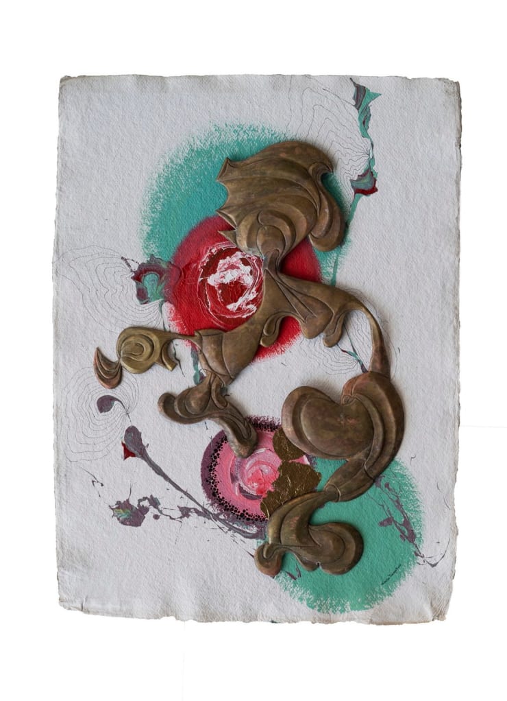 Nandan Purkayastha Untitled - I (Sculptural Ensembles), 2023 Acrylic and Brass on Handmade Paper 30 x 22 in. 76.2 x 55.9 cm
