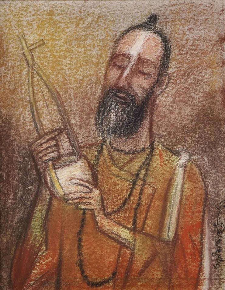 Ganesh Pyne Baul, 2011 Conte 9.4" x 7.4"