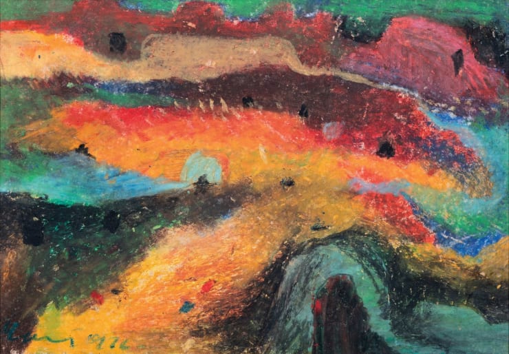 Manoj Dutta Landscape , 1976 Pastel on Board 7" x 10"