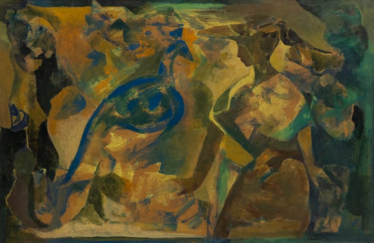 Shabir Hussain Santosh Untitled, 2019 Acrylic on Paper 19.5 x 30 in