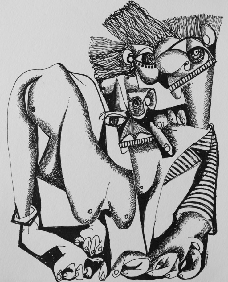 Nandan Purkayastha Untitled - XIV (Fervent Forms), 2023 Pen & Ink, Marker on Paper 12 x 9 1/2 in. 30.5 x 24.1 cm