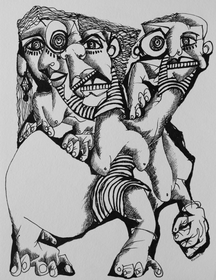 Nandan Purkayastha Untitled - X (Fervent Forms), 2023 Pen & Ink, Marker on Paper 12 x 9 1/2 in. 30.5 x 24.1 cm