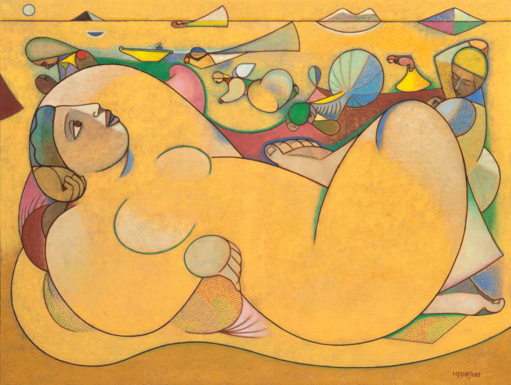 Neeraj Goswami Reclining figure, 2022 Acrylic on canvas 36" x 48" 91.44cm x 122cm
