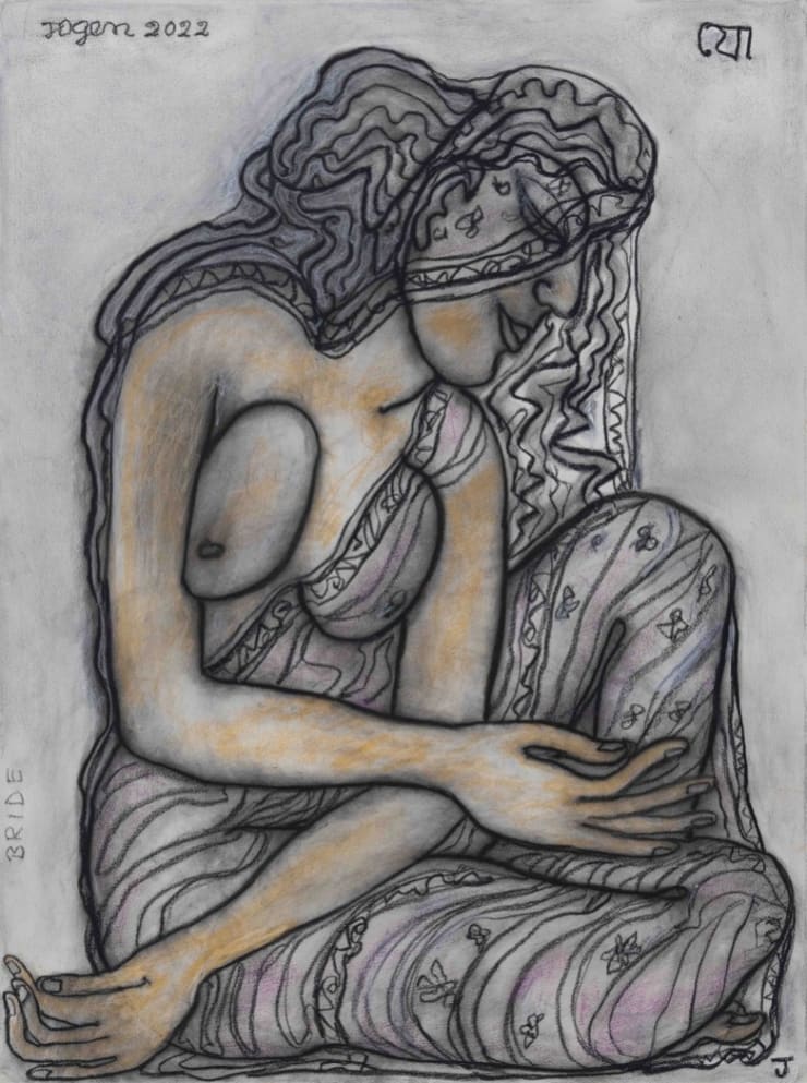 Jogen Chowdhury Bride, 2022 Drawing on Paper 30" x 22"