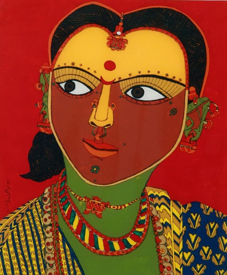 K. Laxma Goud Untitled Acrylic On Glass 11 1/2 x 10 in. 29.2 x 25.4 cm