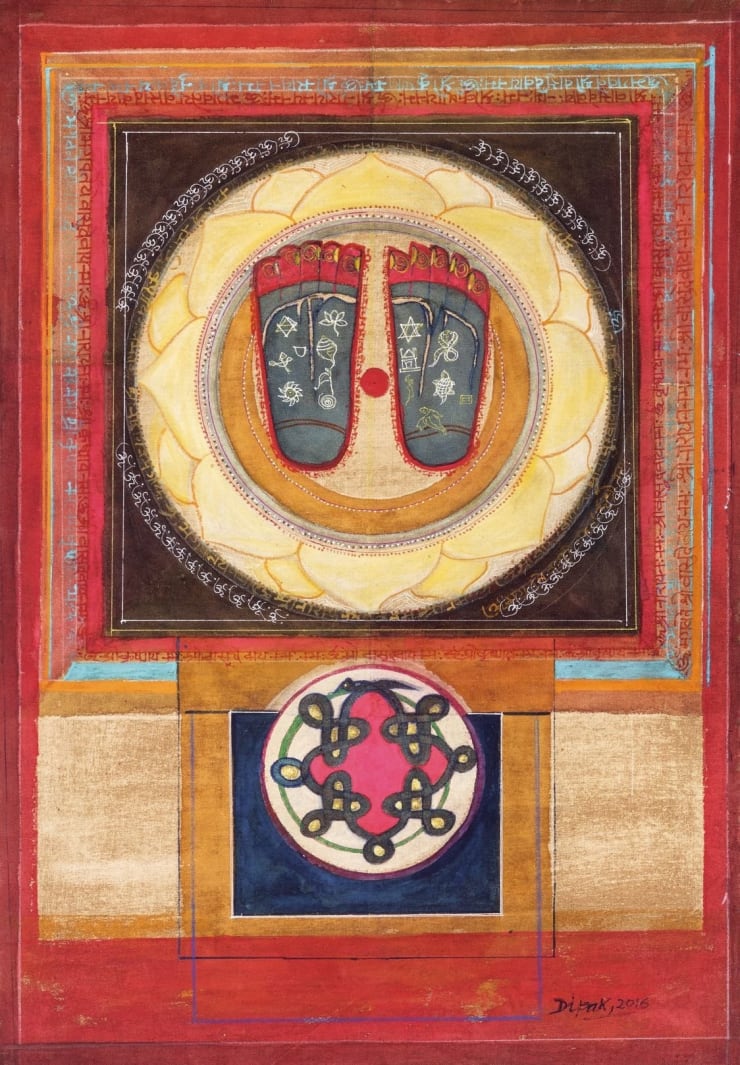 Dipak Banerjee Vishnu Pada, 2016 Mixed Media on Canvas 29" x 19"