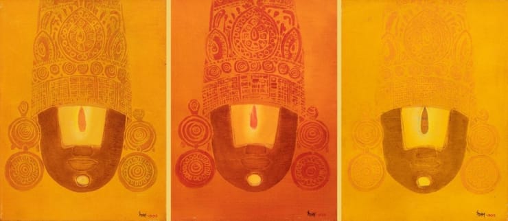 Satish Gupta Balaji Triptych, 2013 Mixed media on Canvas 16 x 12 in. (Each work) 40.6 x 30.5 cm