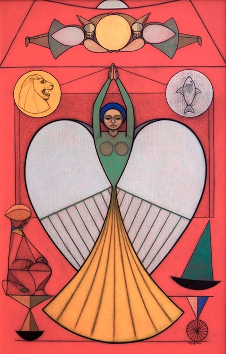 Neeraj Goswami Red Envelope (with love from India), 2014 Acrylic on Canvas 50" x 32"